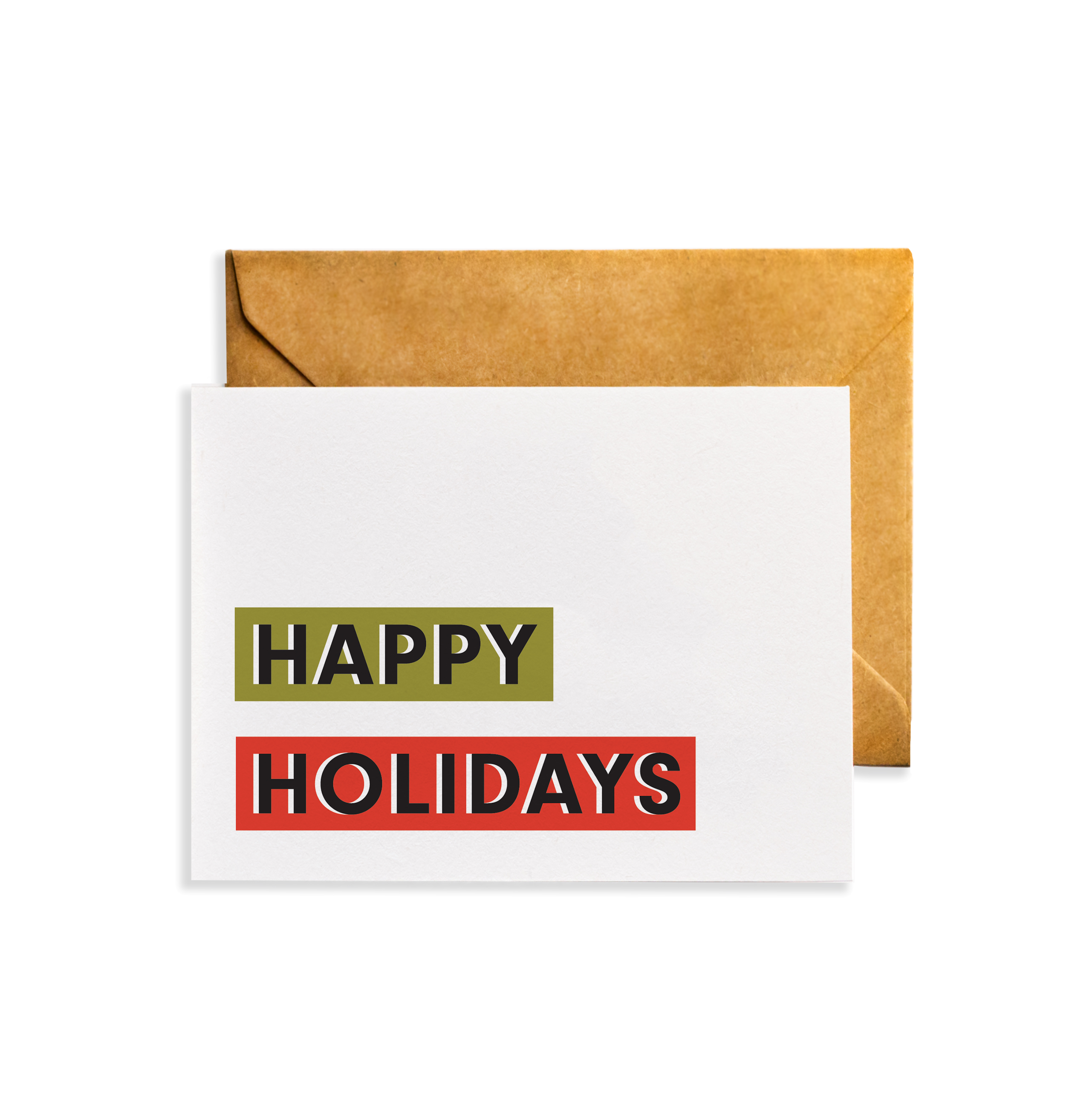 Happy Holidays Greeting Card featuring festive design, A2 size, with Kraft paper envelope, printed on matte paper.