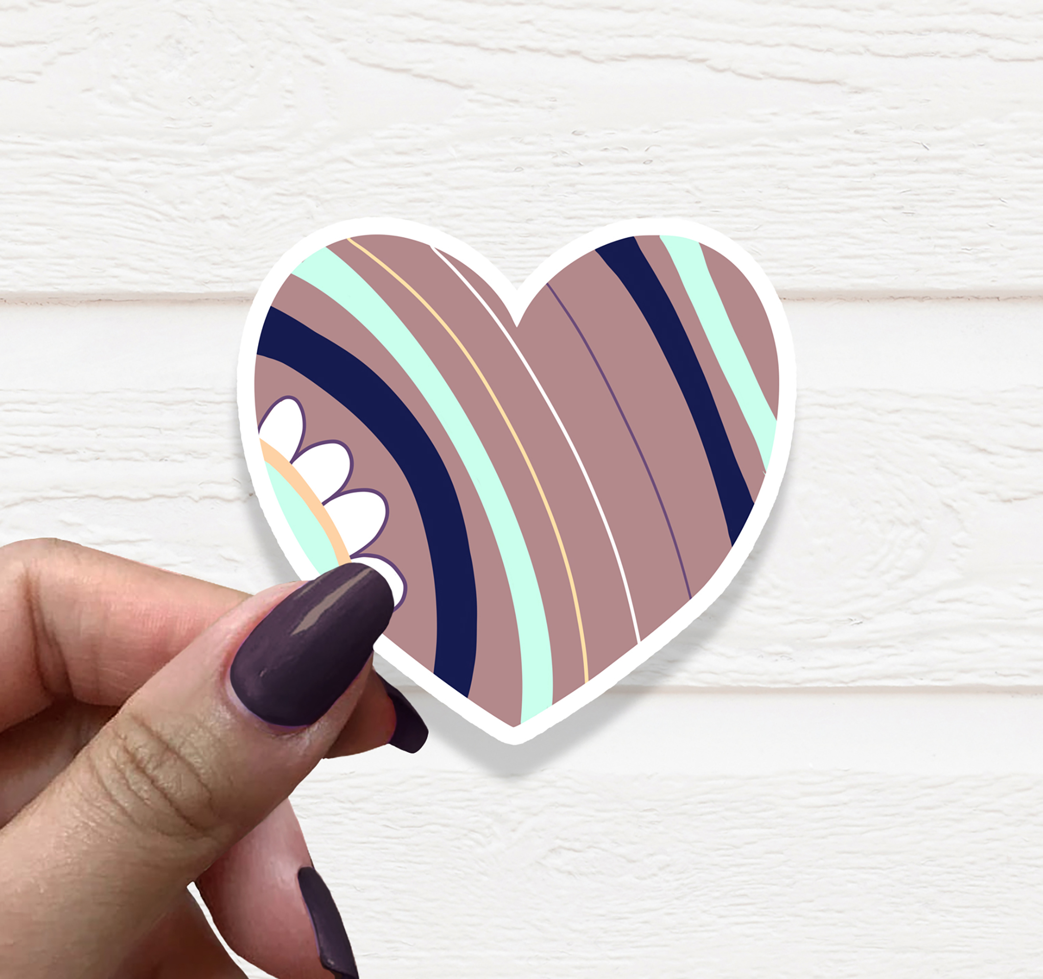 Heart 1 Vinyl Sticker on a white background, showcasing its vibrant design and matte finish.