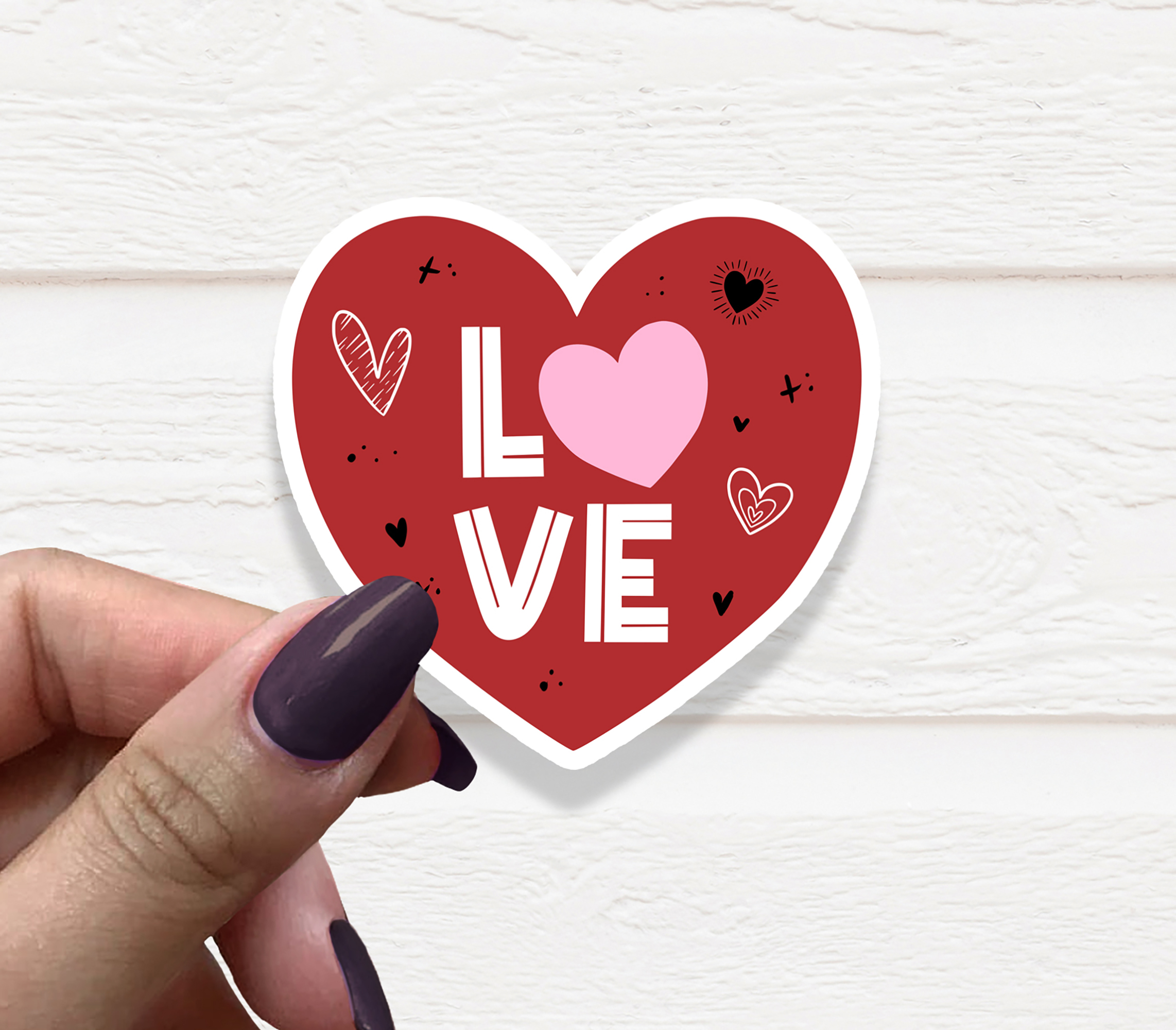 Heart 2 Vinyl Sticker on a white background, showcasing its vibrant colors and matte finish.