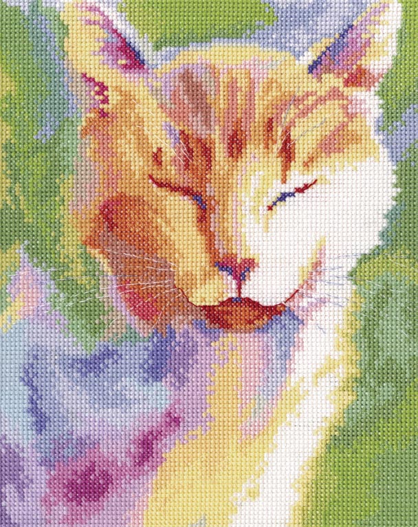 Home sun M552 Counted Cross Stitch Kit featuring white Aida canvas, colorful threads, and included accessories.