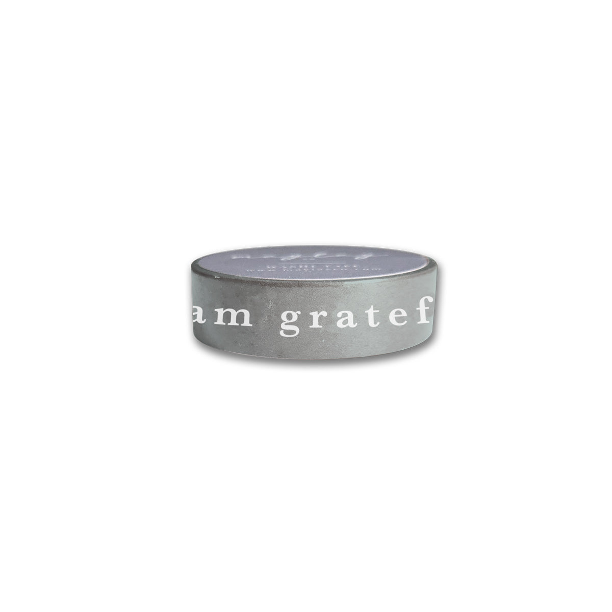 I Am Grateful Washi Tape in sage green, showcasing its elegant design and packaging.