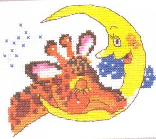 It's Time to Sleep 0-06 Counted Cross-Stitch Kit featuring AIDA canvas, cotton threads, and a monochrome chart.