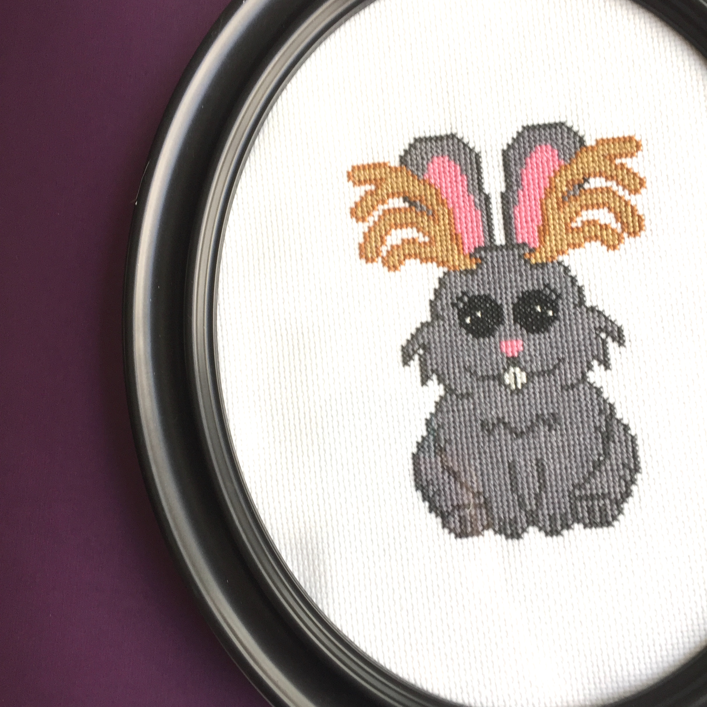 Jackalope Counted Cross Stitch DIY Kit featuring a whimsical design with all necessary supplies including fabric, threads, and a hoop.