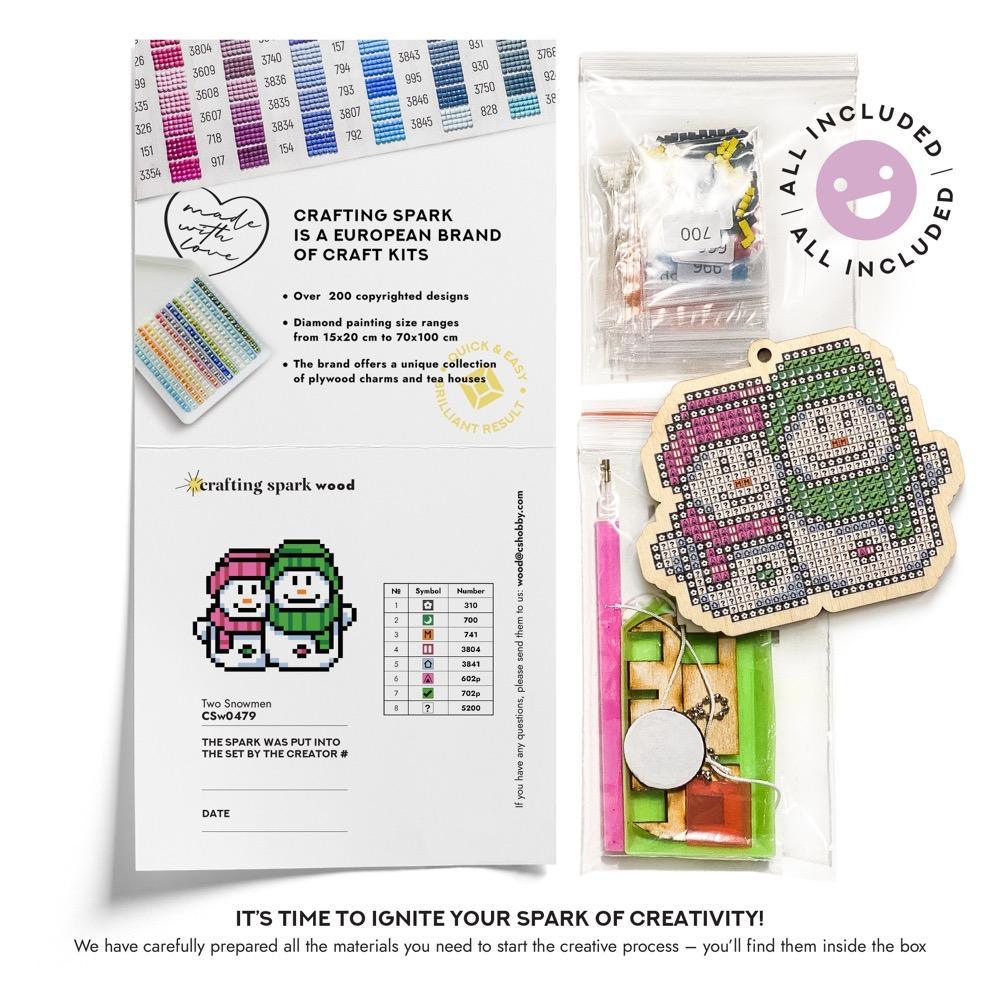 Koala CSw400 Diamond Painting Kit featuring colorful acrylic rhinestones on a plywood base, showcasing the complete DIY crafting set.