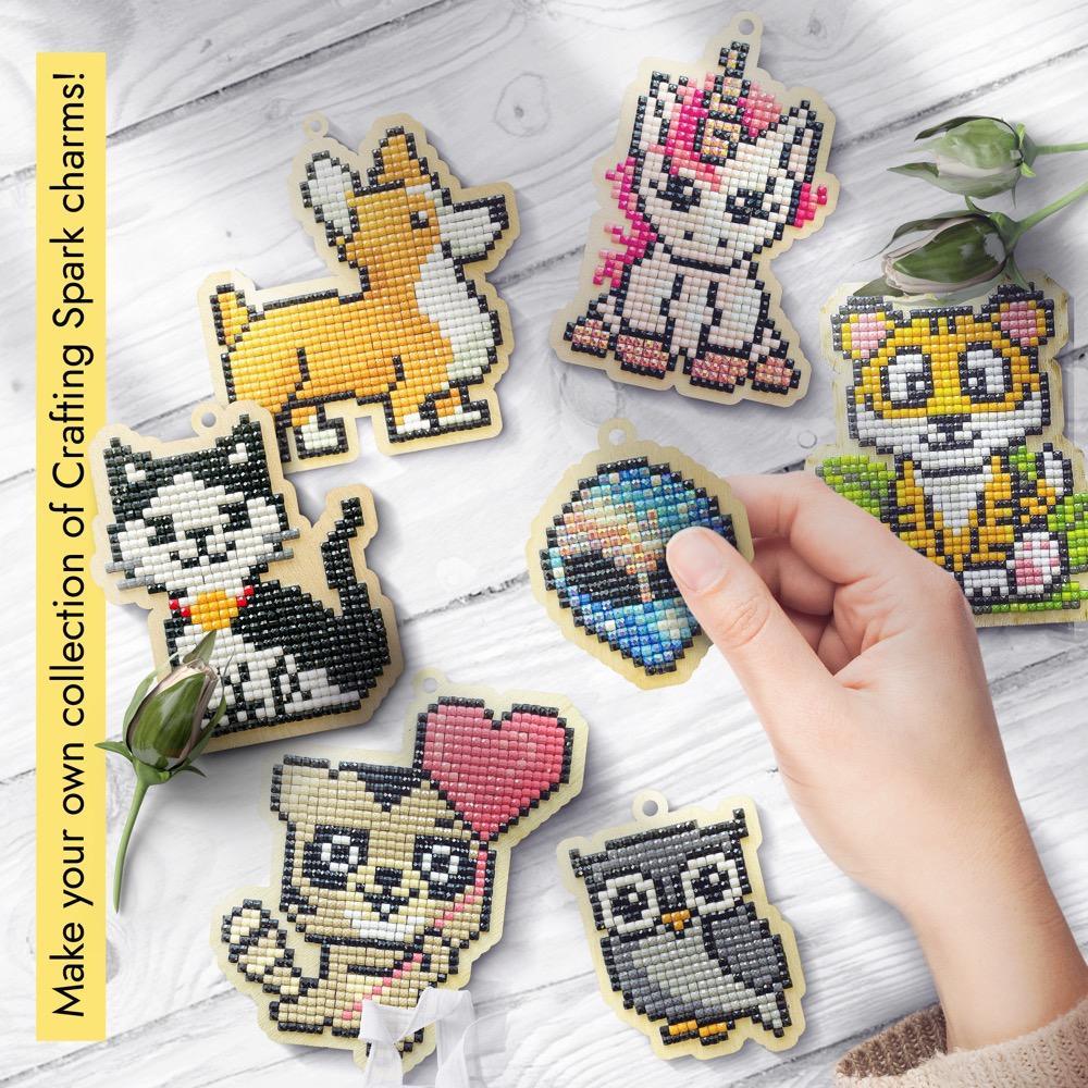 Koala CSw400 Diamond Painting Kit featuring colorful acrylic rhinestones on a plywood base, showcasing the complete DIY crafting set.