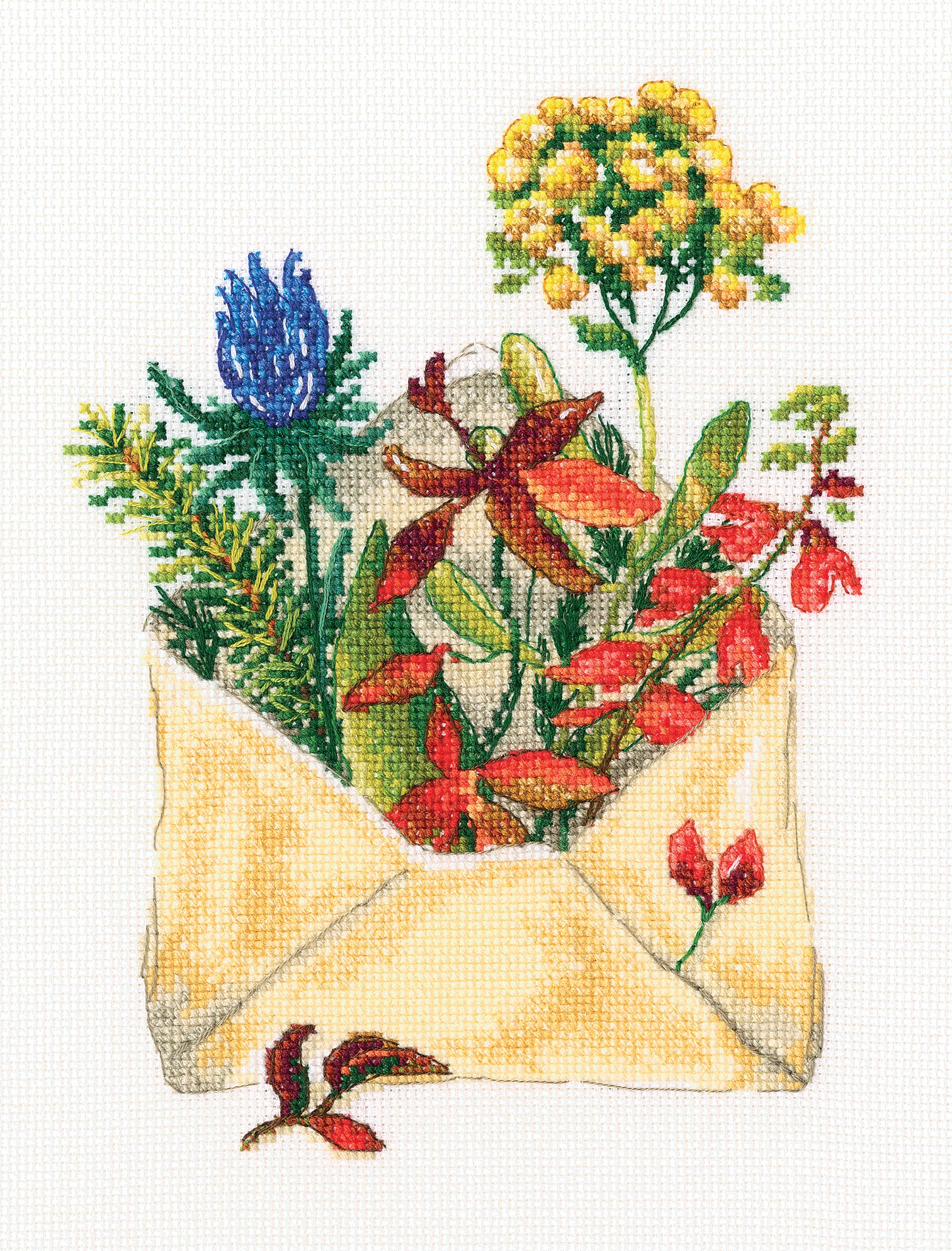 Letter from the Forest M768 Counted Cross Stitch Kit featuring Aida16 canvas, DMC threads, and a detailed chart for stitching.