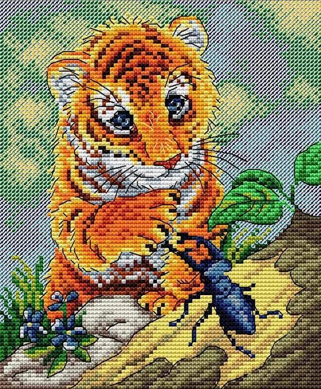 Lets be Friends SM-091 Counted Cross-Stitch Kit featuring Aida canvas, colorful threads, and design chart.