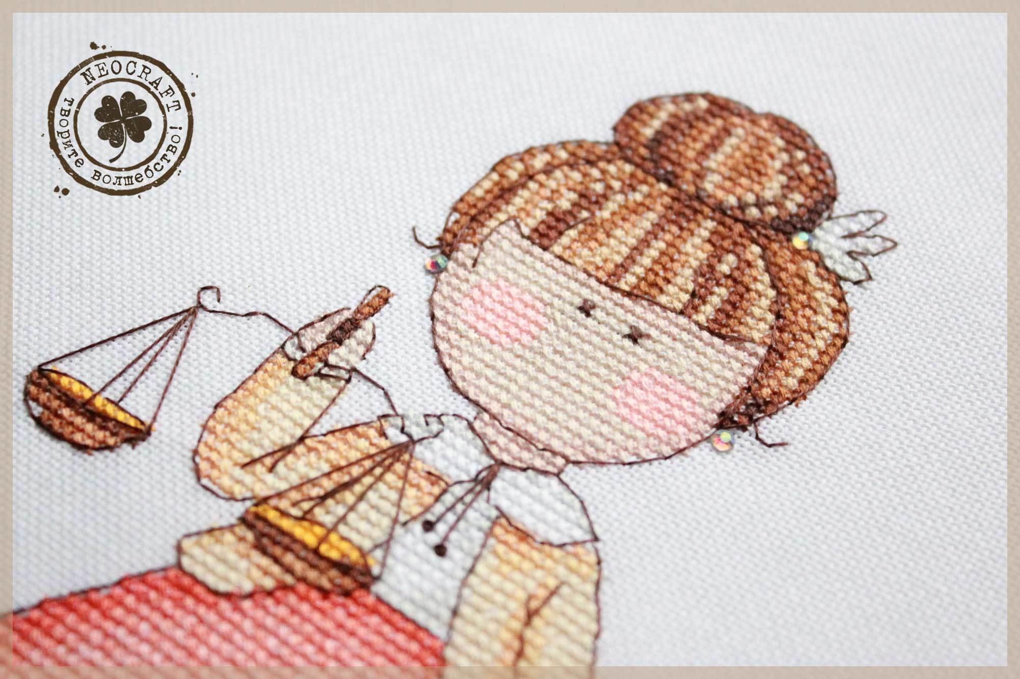 Libra GR-10 Counted Cross-Stitch Kit featuring quality Zweigart fabrics, vibrant threads, and detailed instructions for crafting.