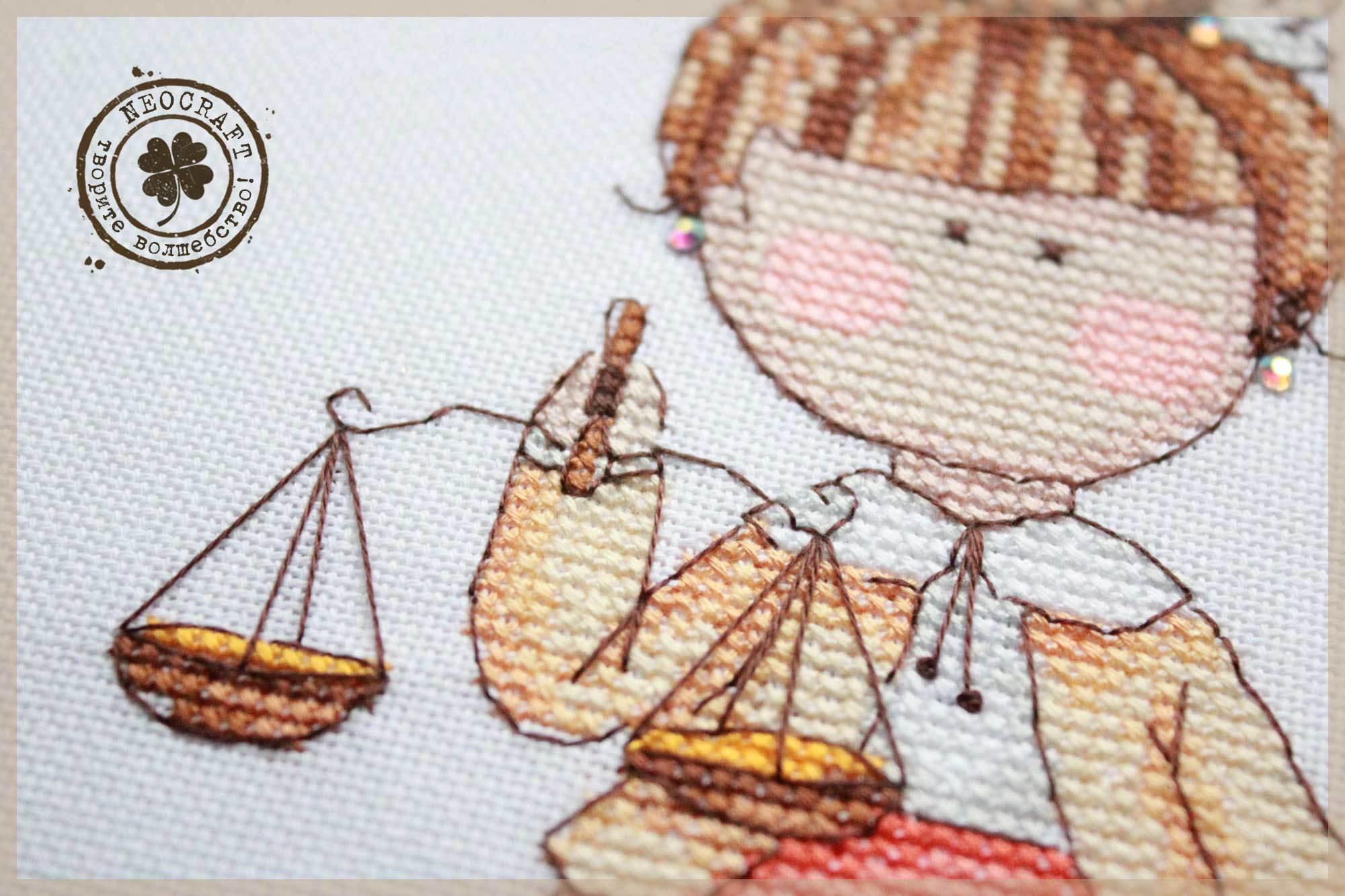 Libra GR-10 Counted Cross-Stitch Kit featuring quality Zweigart fabrics, vibrant threads, and detailed instructions for crafting.