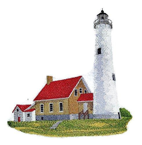 Tawas Point Lighthouse embroidered patch with vibrant colors and detailed design, suitable for iron-on or sewing applications.