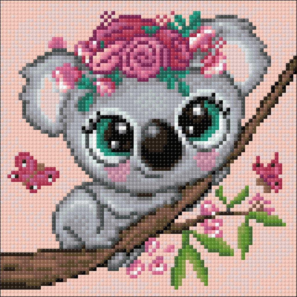 Little Koala CS2529 Crafting Spark Diamond Painting kit with square acrylic diamonds and self-adhesive canvas.