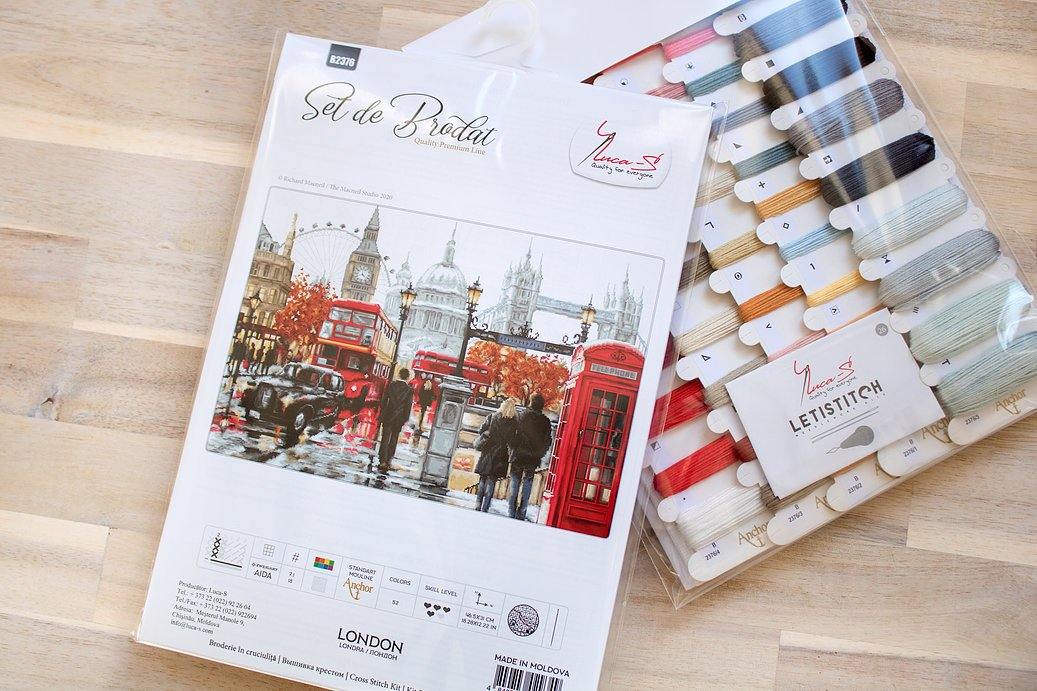 London B2376L Counted Cross-Stitch Kit featuring Aida canvas, 52 Anchor colors, and needle, designed by Richard Macneil.