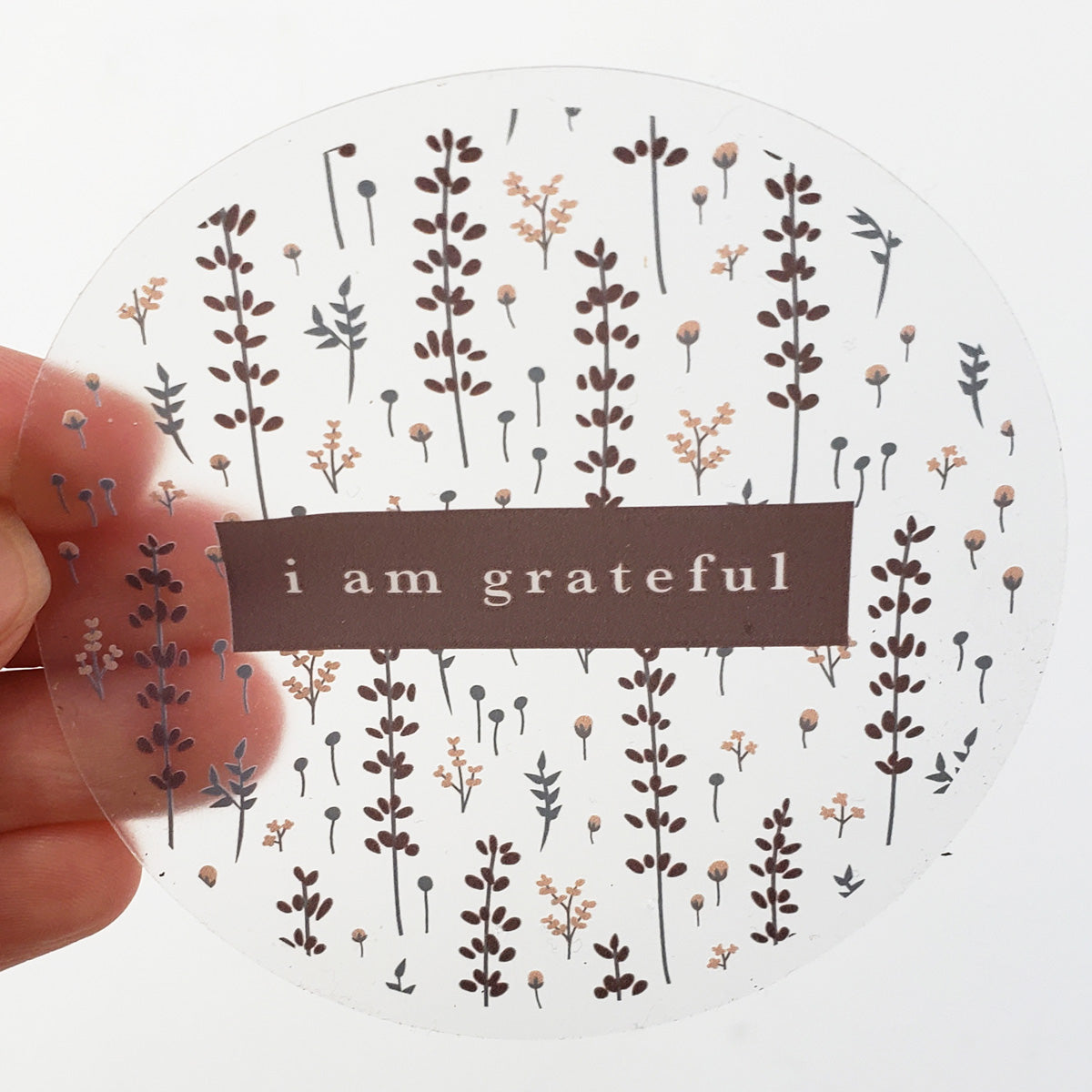 Lovely Lavender 3-inch clear gratitude sticker featuring a simple design to inspire appreciation and joy.