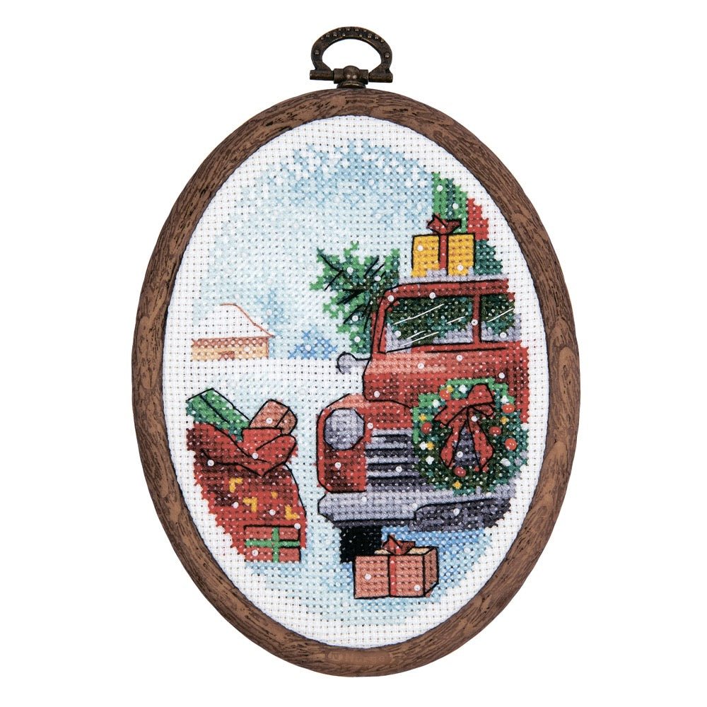 M-502C Counted Cross Stitch Kit featuring holiday-themed design, Aida fabric, Madeira floss, and Preciosa beads.