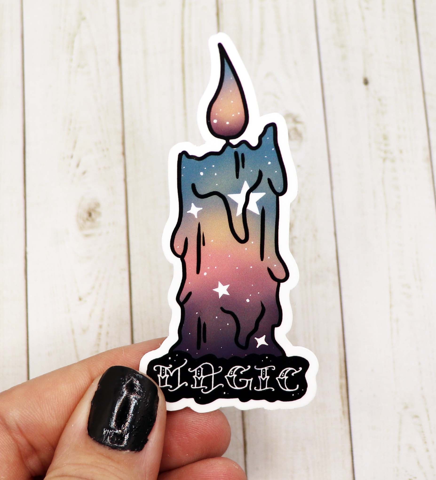 Magic Candle Sticker on a white background, showcasing its vibrant design and matte finish.