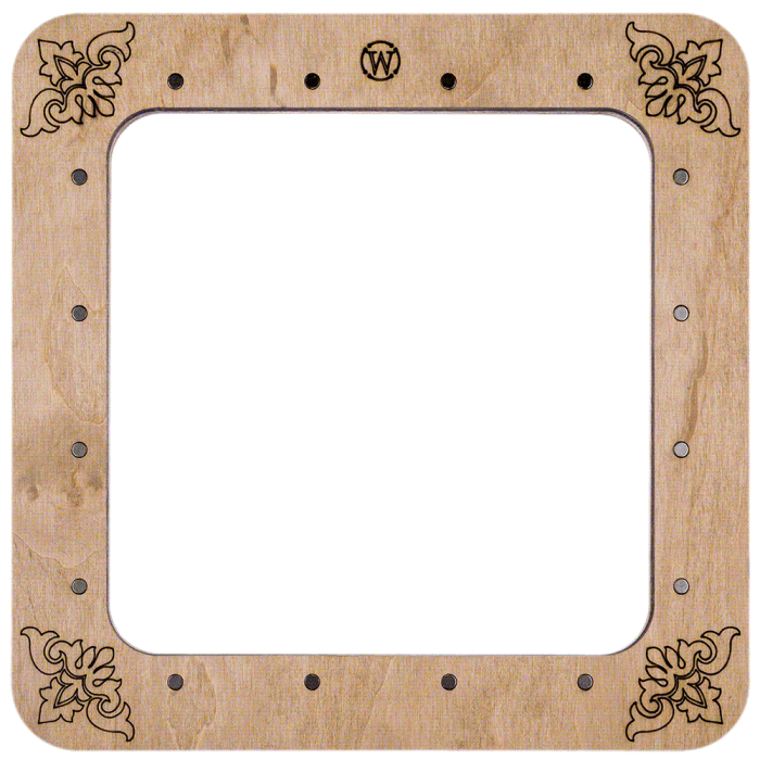 Magnetic embroidery frame FLMP-005, 14x14 cm, wooden design for various flat surfaces.