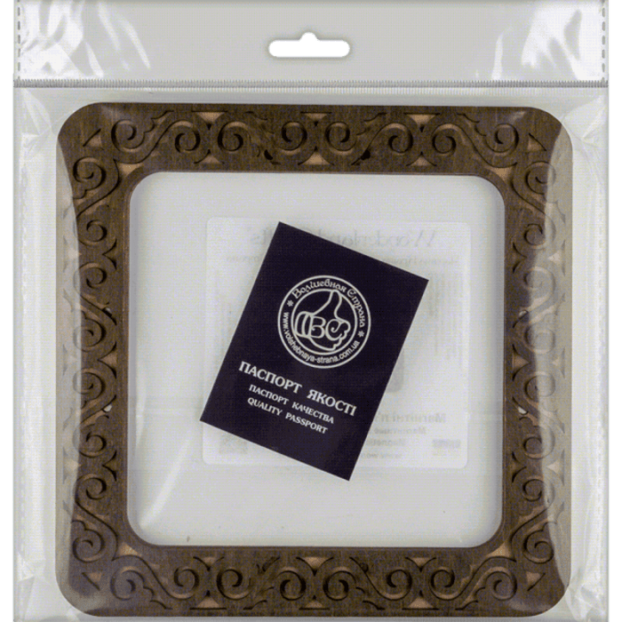 Magnetic embroidery frame FLMP-005, 14x14 cm, wooden design for various flat surfaces.