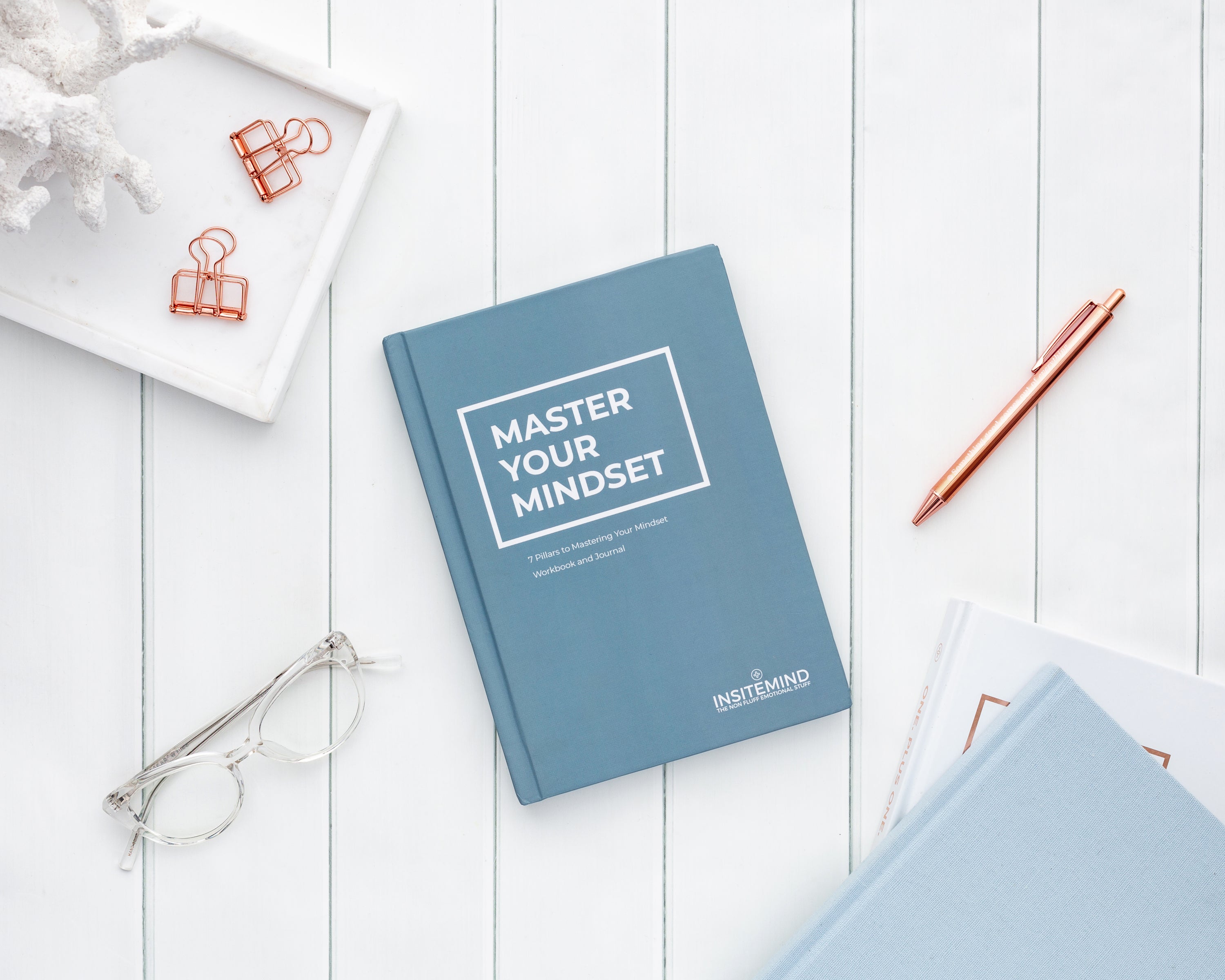 Master Your Mindset Workbook & Journal, A5 hardcover with 130 pages for personal development and goal setting.