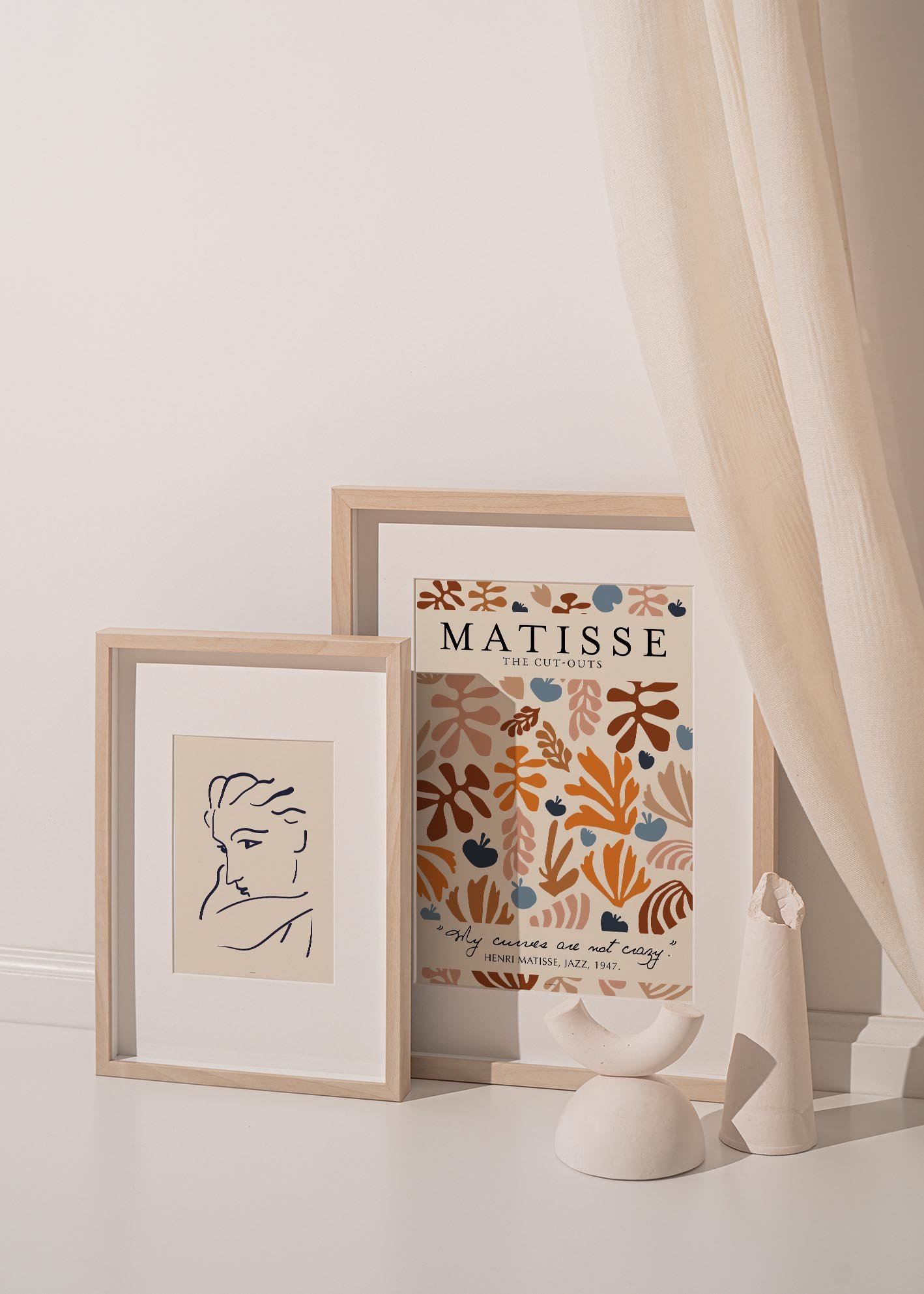 Framed Matisse artwork and sketches.