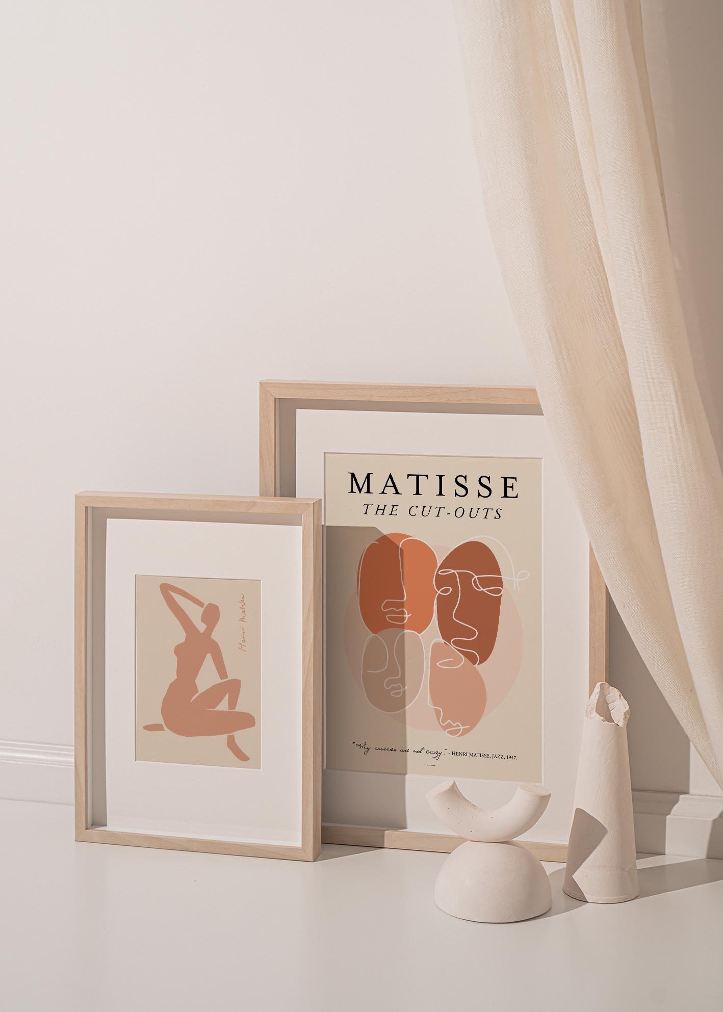 Matisse Coral Nude art print featuring vibrant colors and abstract shapes inspired by Henri Matisse's unique artistic style.