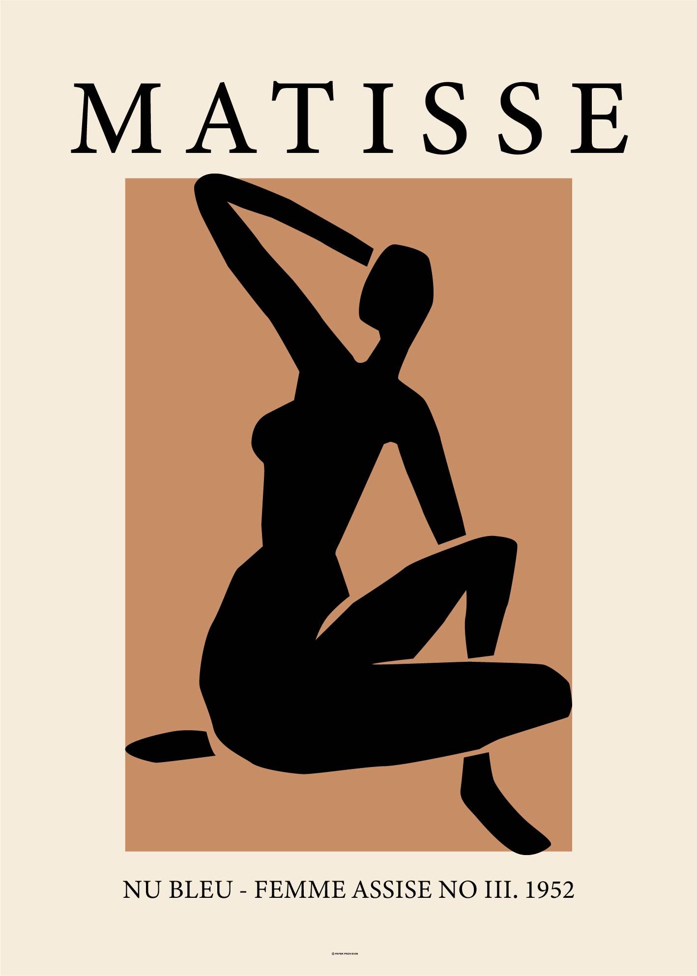 Matisse Nude Poster featuring colorful paper-cut shapes inspired by Henri Matisse's unique artistic style.