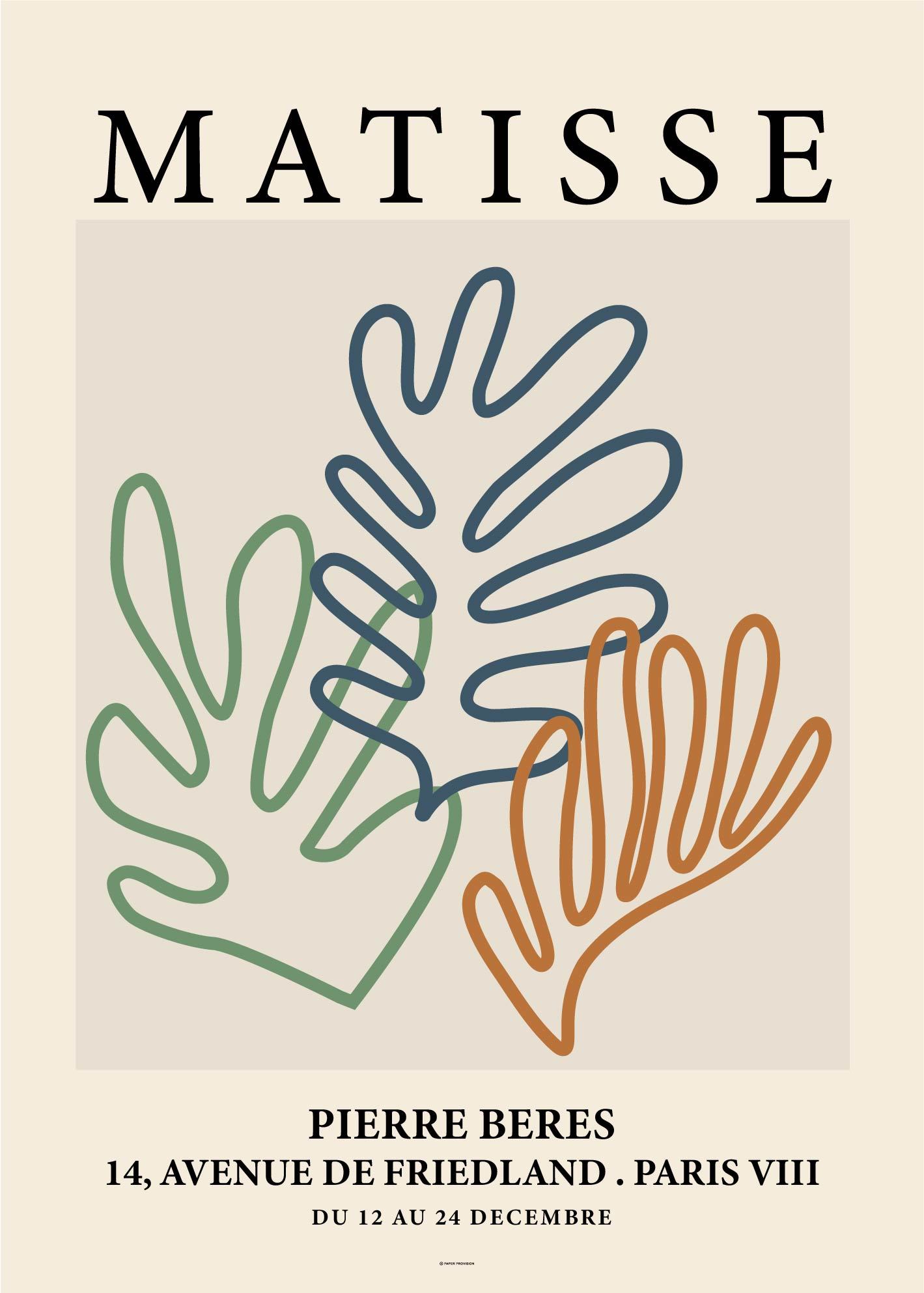 A vibrant art print from the Matisse Outlines collection, showcasing colorful paper cutouts inspired by Henri Matisse's innovative style.