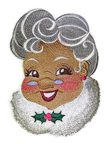 Merry Christmas embroidered patch featuring Mrs. Claus, perfect for iron-on or sewing onto garments.