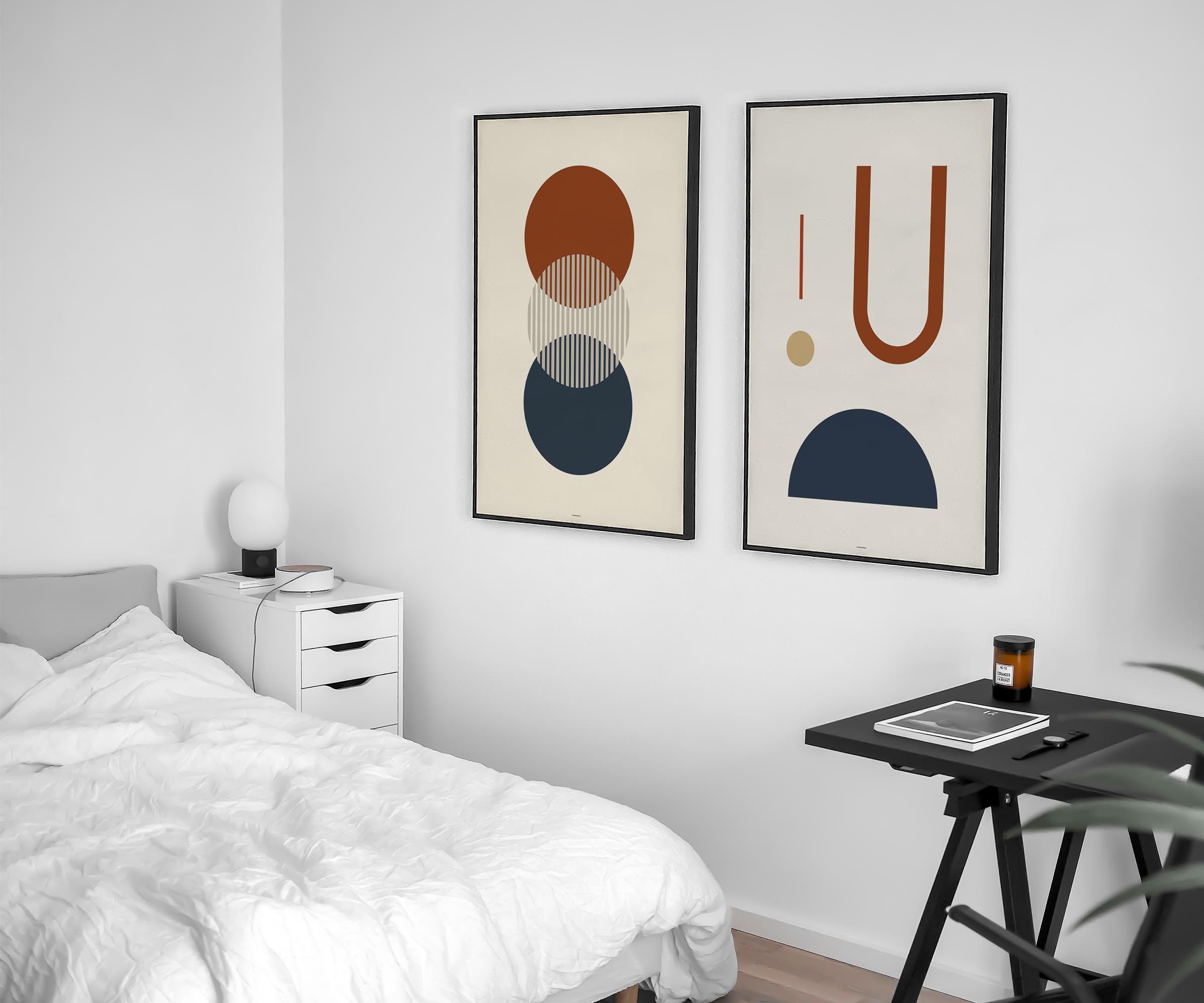 Midcentury Circles Trio artwork featuring vibrant circles on high-quality stock, perfect for modern decor.