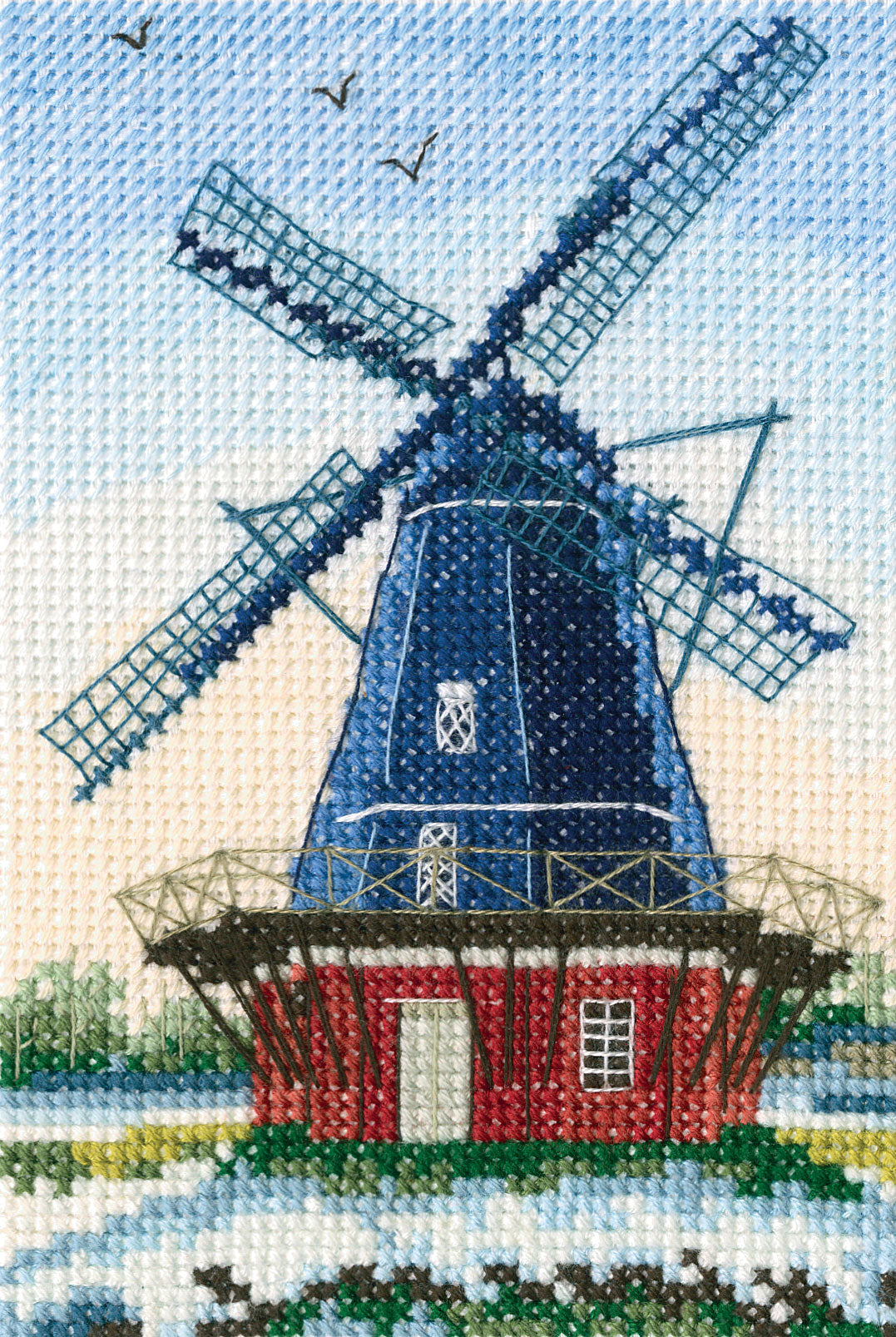 Mills C280 Counted Cross Stitch Kit featuring Aida canvas, DMC threads, and instructions for crafting.