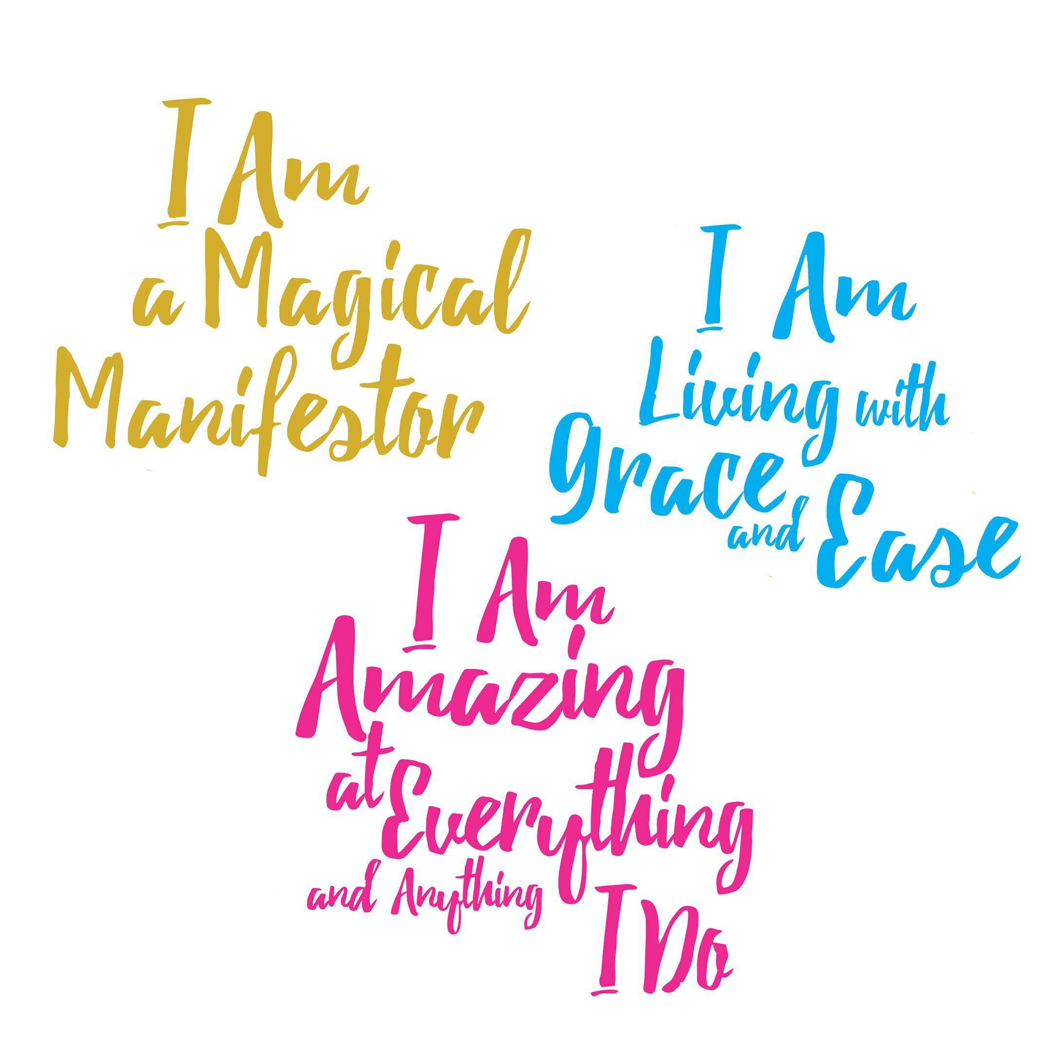 Mirror Affirmation Decals featuring positive messages for motivation and self-confidence, designed for mirrors, walls, and laptops.