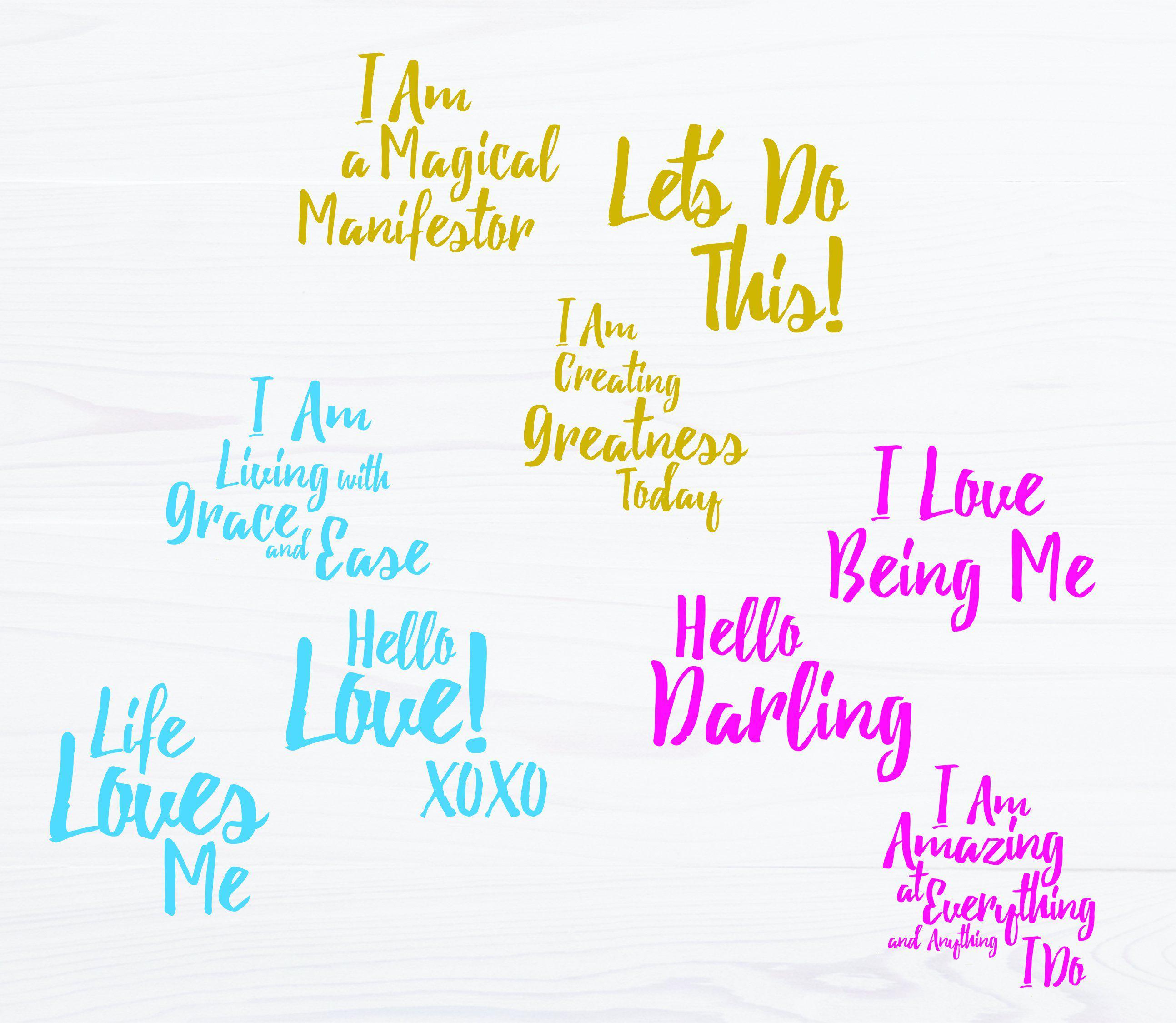 Mirror Affirmation Decals featuring positive messages for motivation and self-confidence, designed for mirrors, walls, and laptops.