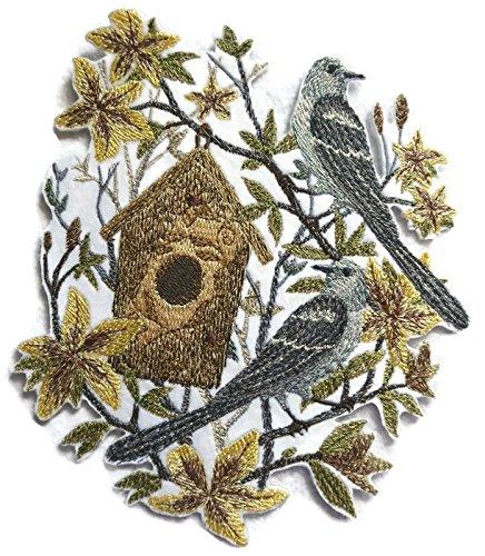 Mockingbird Marvel embroidered patch featuring a detailed portrait of a mockingbird on a cotton base, suitable for iron-on or sewing applications.