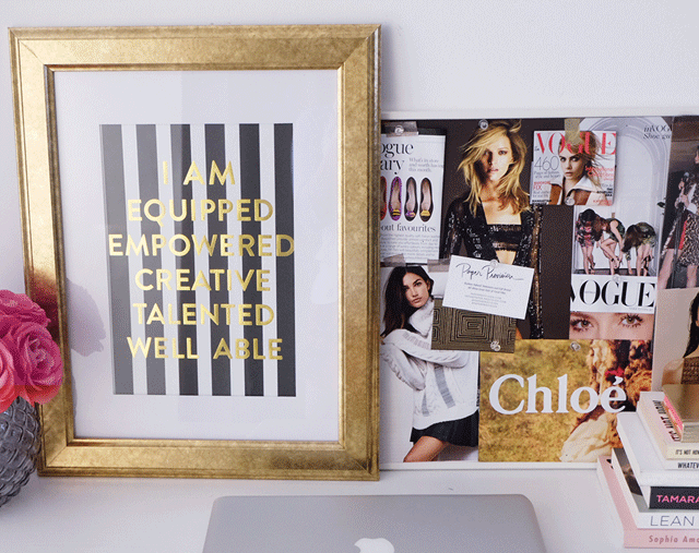 Monday Mantra print featuring gold foil design on soft ivory stock, perfect for dream-chasers.