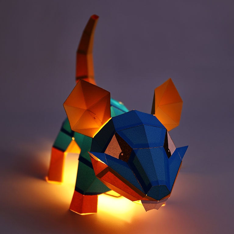 3D Paper Mouse Lamp Model made from premium origami paper, showcasing its intricate design and charming features.