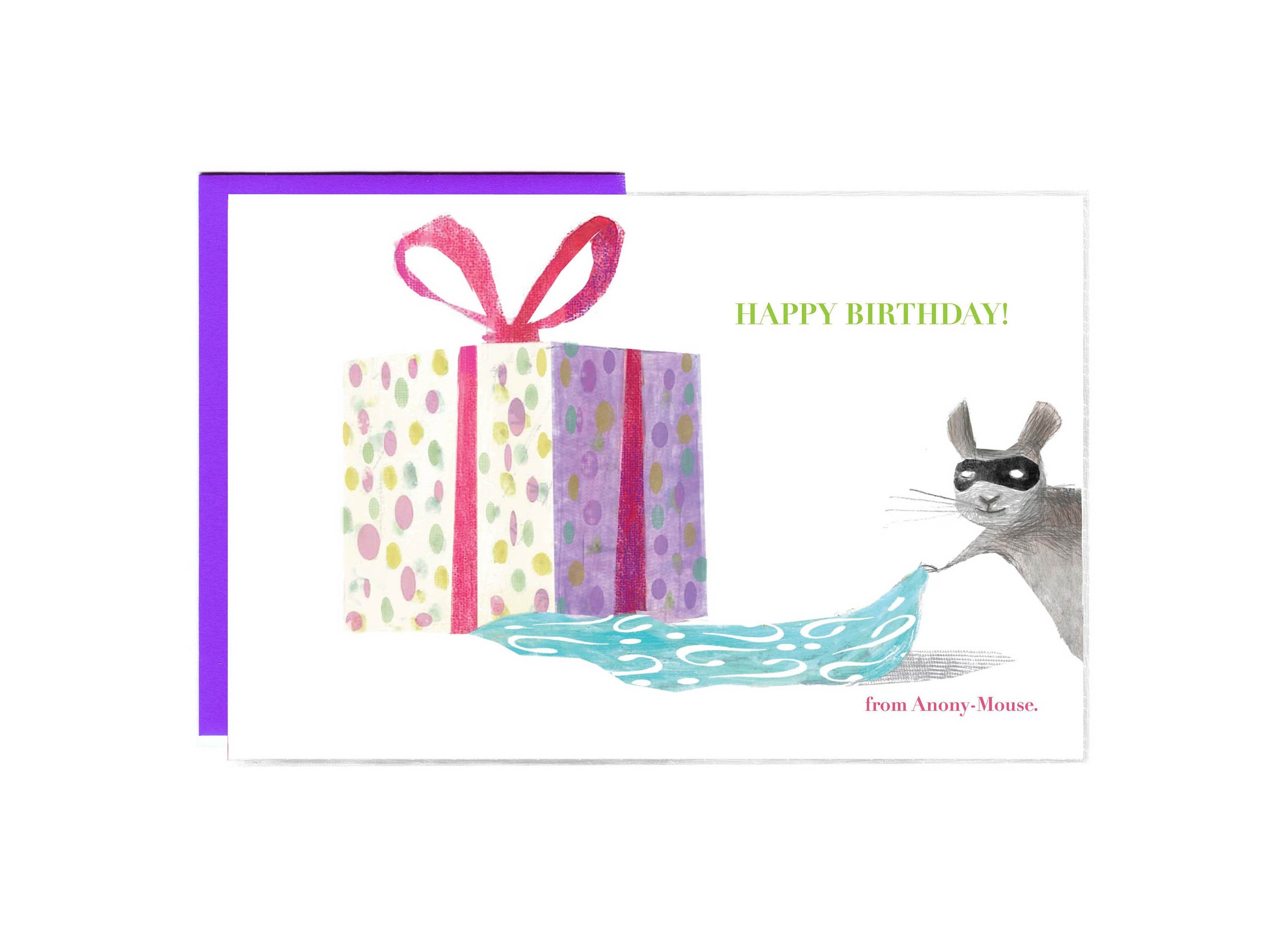 Mousie Beaucoup set of 8 unique birthday cards featuring whimsical mice designs with colorful envelopes in a tidy box.