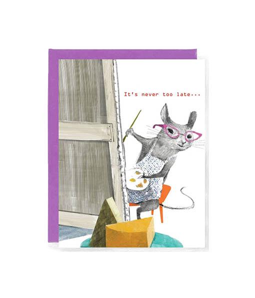 Mousie Beaucoup set of 8 unique birthday cards featuring whimsical mice designs with colorful envelopes in a tidy box.