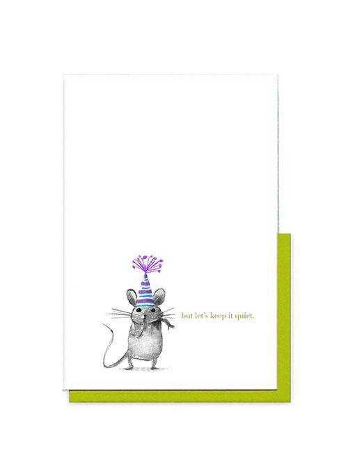 Mousie Beaucoup set of 8 unique birthday cards featuring whimsical mice designs with colorful envelopes in a tidy box.