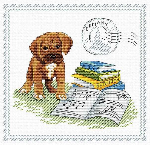 My Best Friend Germany SM-072 Counted Cross Stitch Kit featuring Aida canvas, colorful threads, and needle.