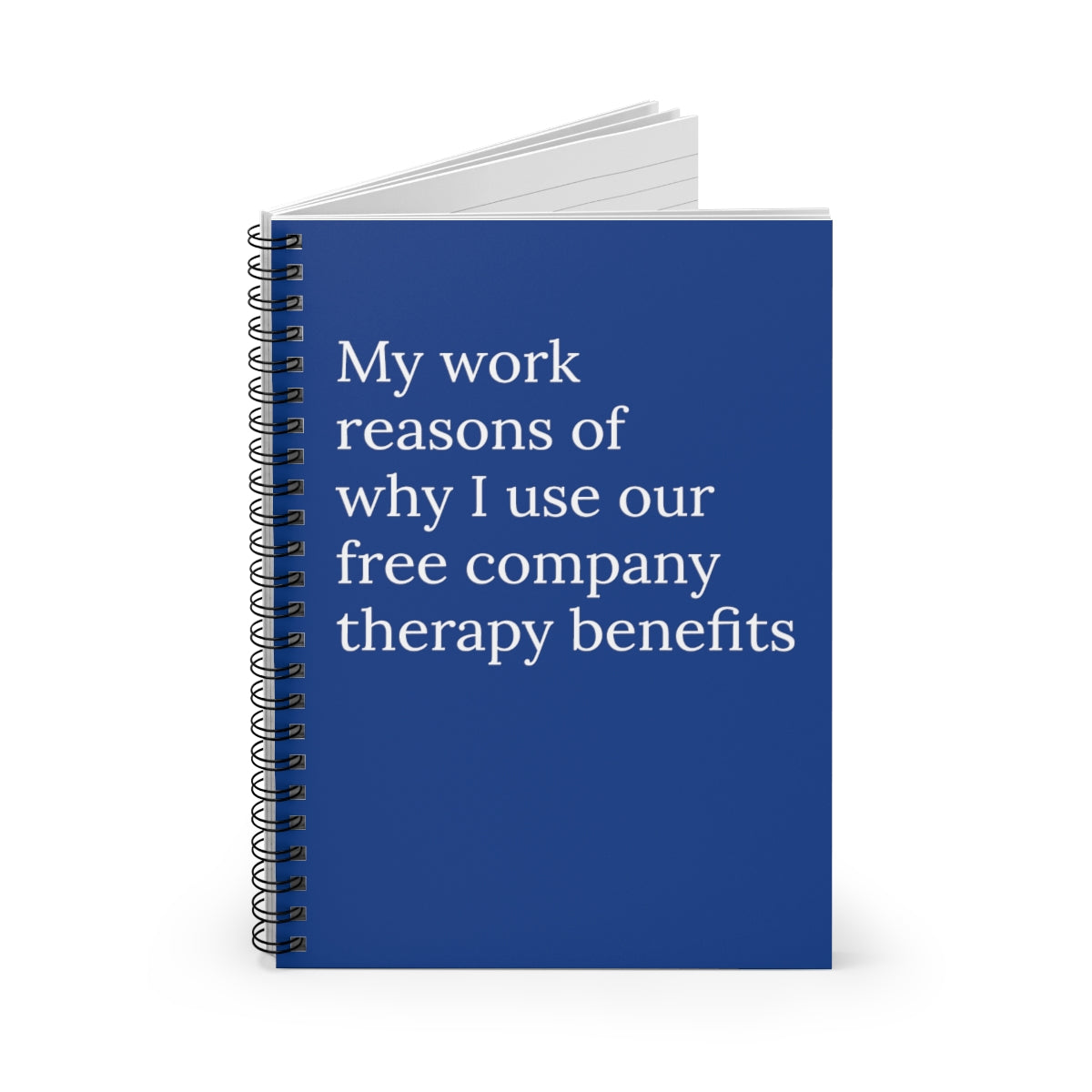 A 118-page spiral notebook with ruled line paper, ideal for work therapy sessions and personal use.