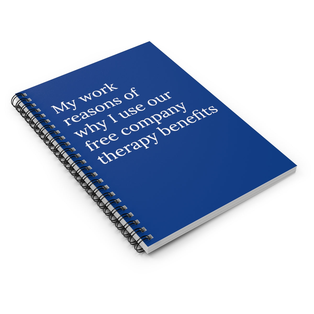 A 118-page spiral notebook with ruled line paper, ideal for work therapy sessions and personal use.