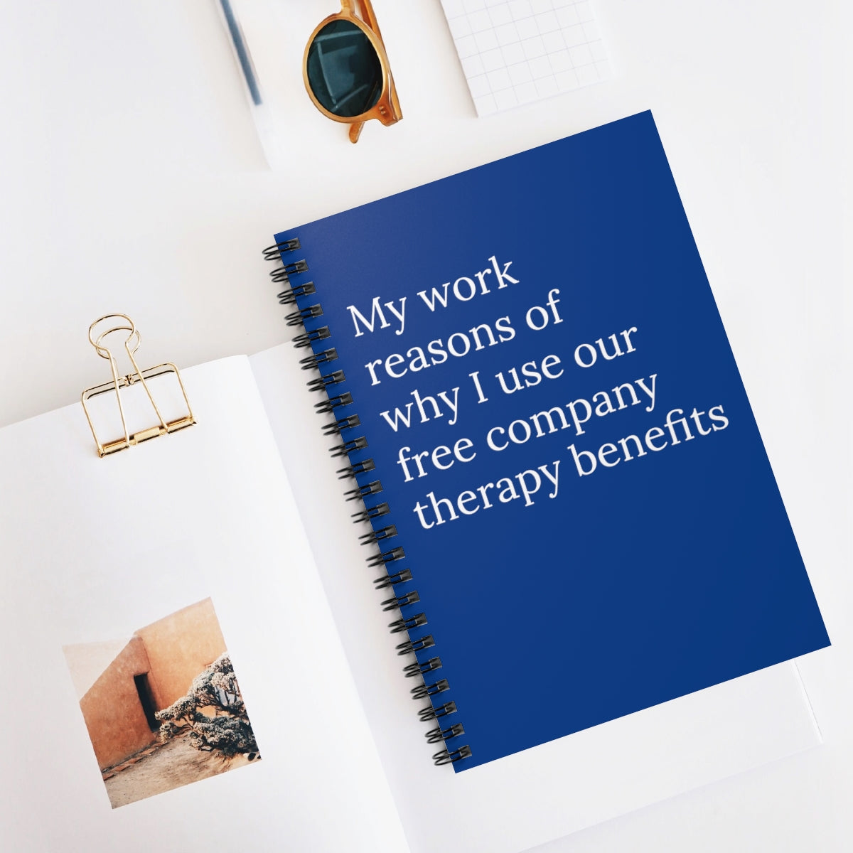 A 118-page spiral notebook with ruled line paper, ideal for work therapy sessions and personal use.