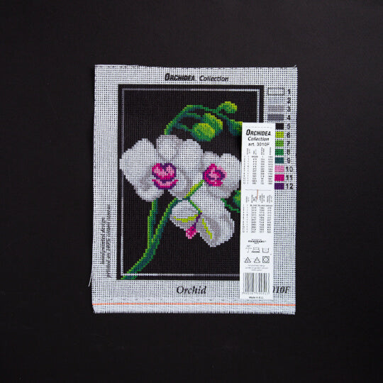 Needlepoint canvas for halfstitch without yarn Orchid 3010F, featuring a vibrant printed design on high-quality Zweigart canvas.