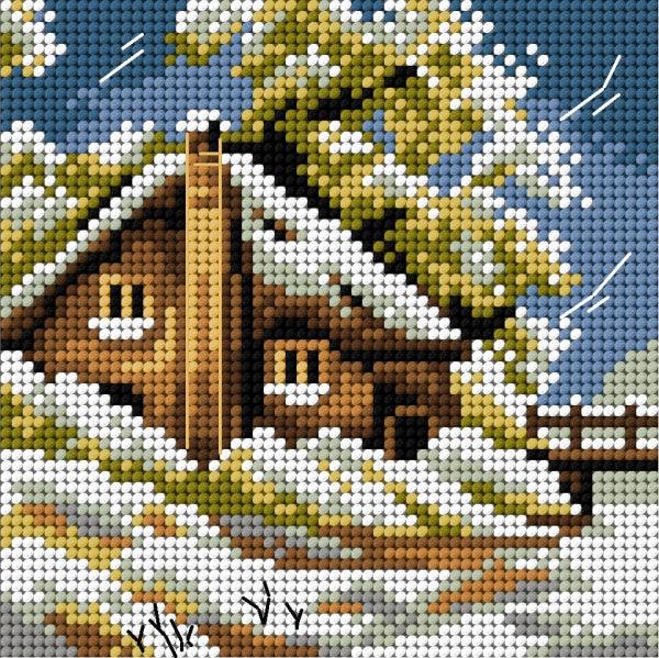 Needlepoint canvas for halfstitch featuring a winter design, measuring 15x15 cm, printed on durable Zweigart material.