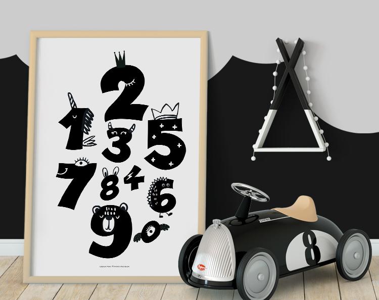 Colorful Numbers print designed for children's rooms, featuring vibrant colors and playful designs suitable for nursery decor.