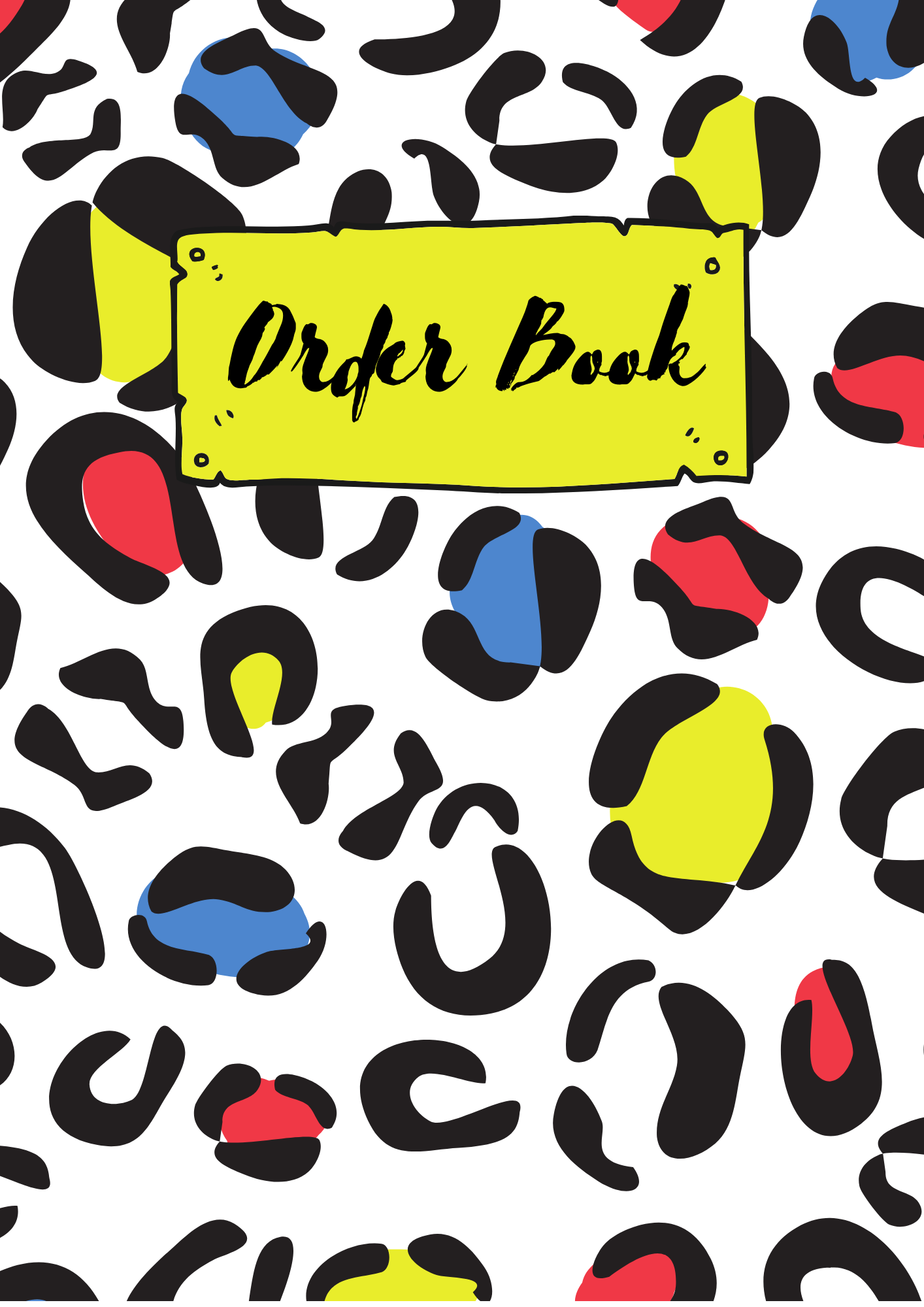 A5 Order Book featuring 23 animal print cover designs, showcasing vibrant and stylish laminated covers.