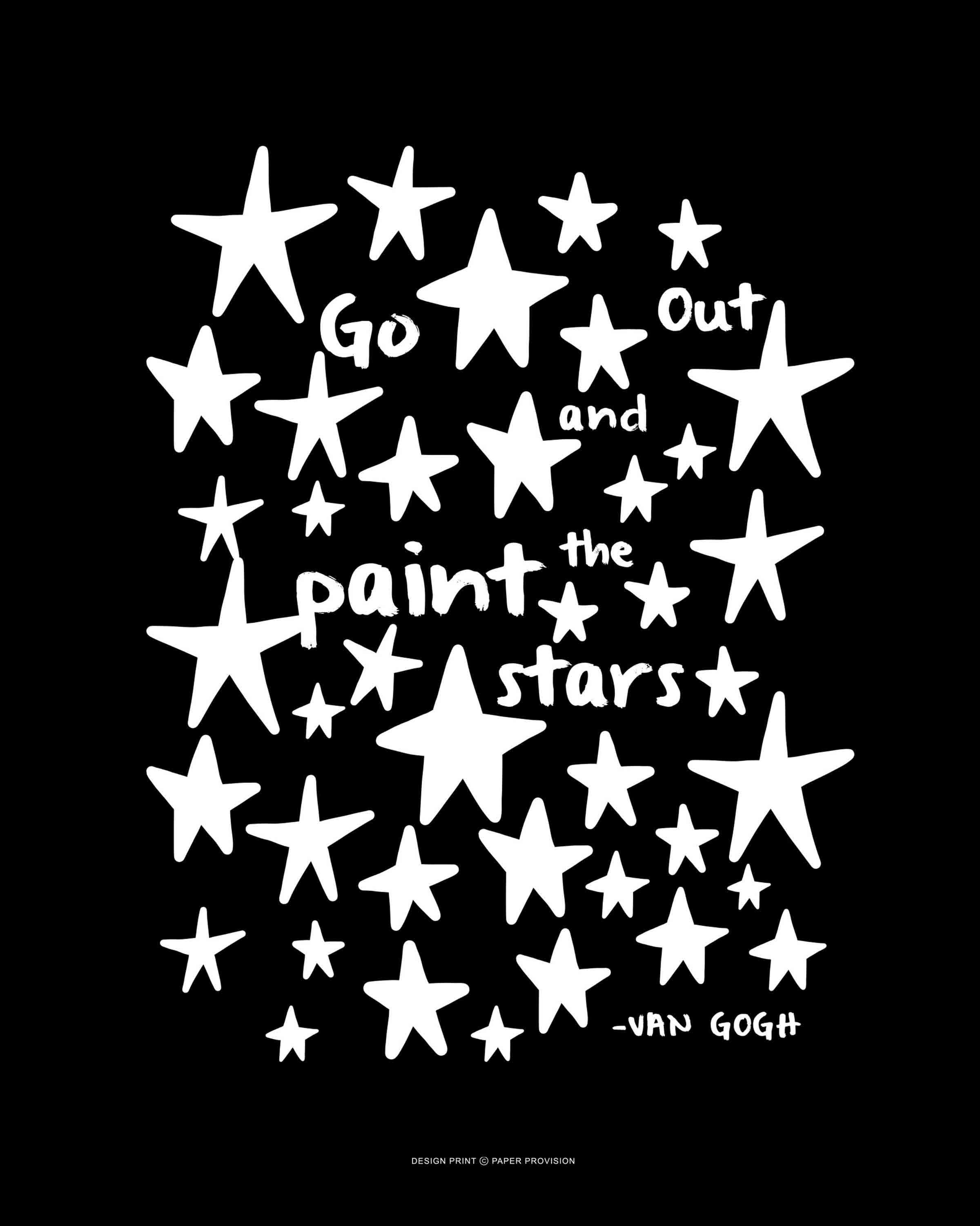 Paint The Stars (Noir) print featuring a whimsical starry design, perfect for children's decor.