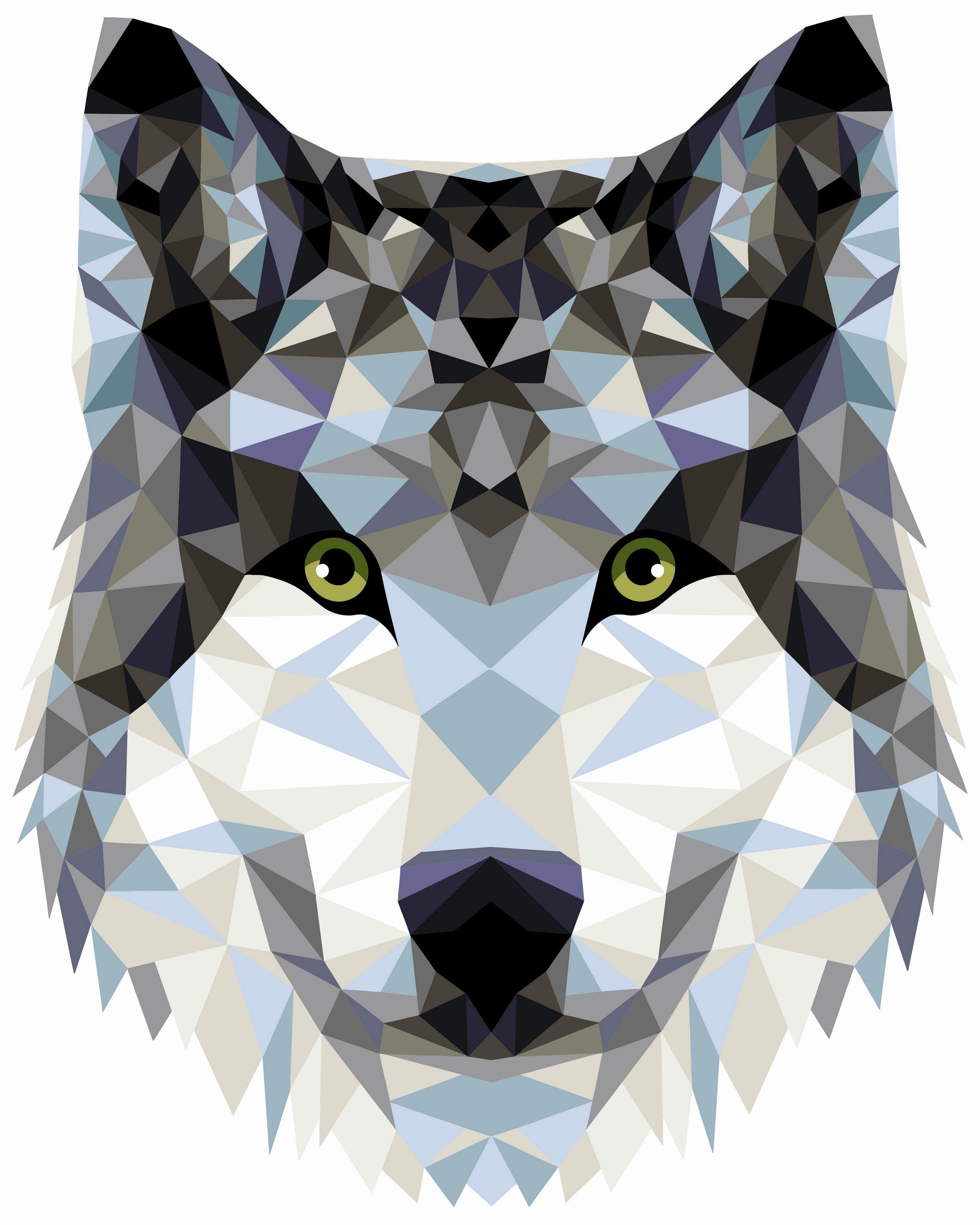 Crafting Spark Painting by Numbers kit featuring a polygonal wolf design on a stretched canvas, complete with acrylic paints and brush.