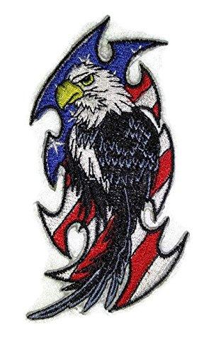 Patriotic American Eagle embroidered patch, showcasing vibrant colors and intricate design, ideal for iron-on or sewing applications.