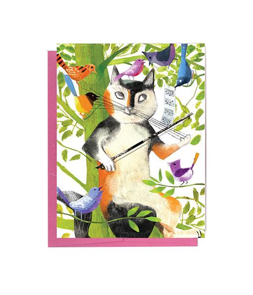 Set of 8 whimsical cat-themed greeting cards by John Littleboy, featuring unique designs and matching envelopes in a tidy box.