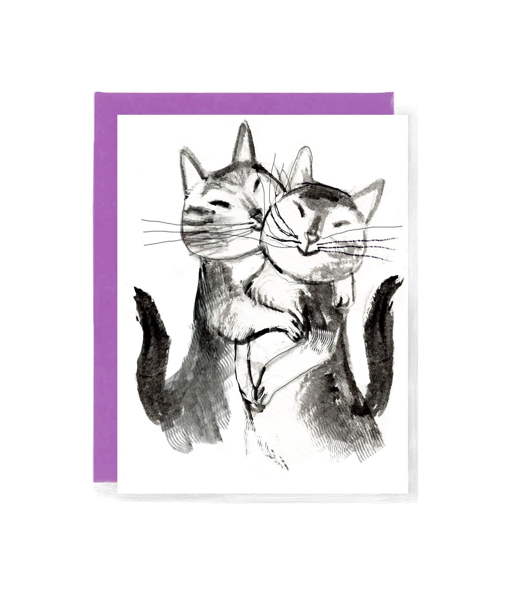 Set of 8 whimsical cat-themed greeting cards by John Littleboy, featuring unique designs and matching envelopes in a tidy box.